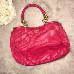Coach Madison Gathered Leather Carrie Brass Coral